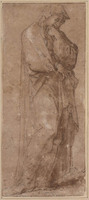 K 104
<br/>
Staande vrouw in mantel, treurend
<br/>
<em>Ligorio, Pirro (ca. 1513-1583)</em>